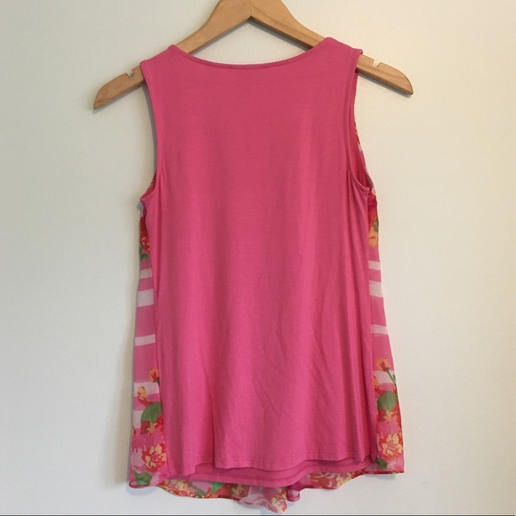 New York & Co Pink Floral Striped Tank Small - Picture 2 of 8
